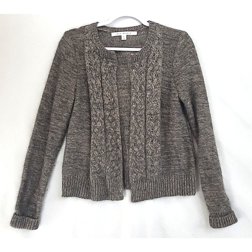 Max Studio open Cardigan Angora Rabbit fur‎ Blend Sz M